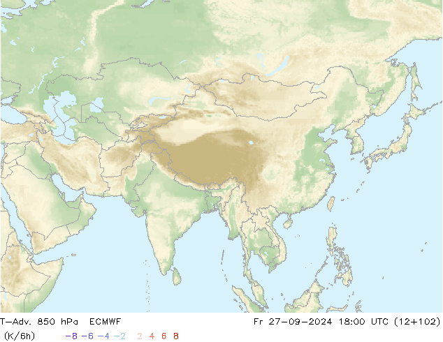 T-Adv. 850 hPa ECMWF Fr 27.09.2024 18 UTC