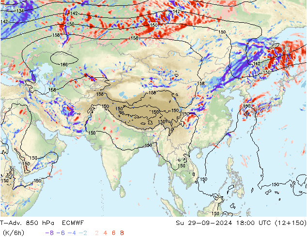 T-Adv. 850 гПа ECMWF Вс 29.09.2024 18 UTC