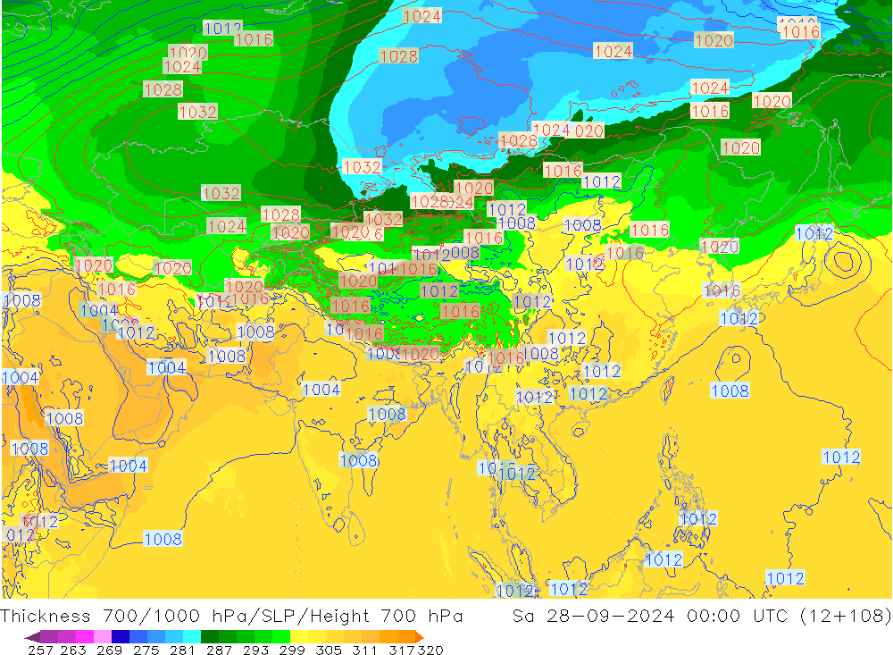 700-1000 hPa Kalınlığı ECMWF Cts 28.09.2024 00 UTC