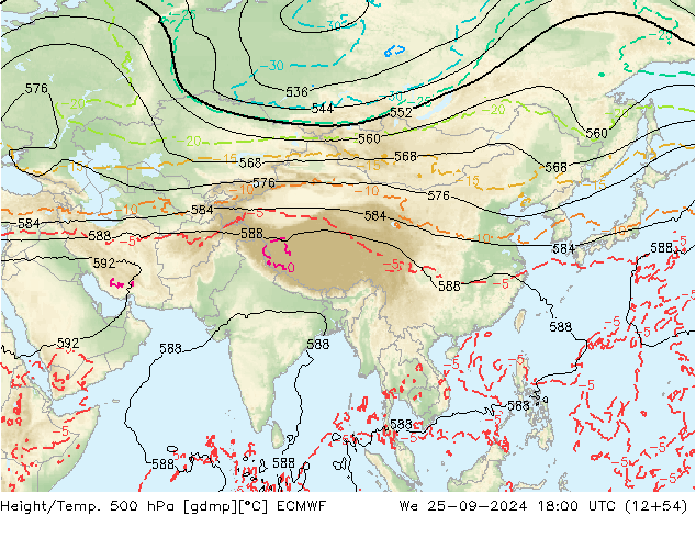 Z500/Rain (+SLP)/Z850 ECMWF St 25.09.2024 18 UTC