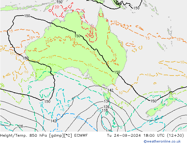 Height/Temp. 850 hPa ECMWF Ter 24.09.2024 18 UTC