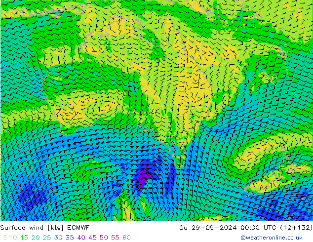 Rüzgar 10 m ECMWF Paz 29.09.2024 00 UTC