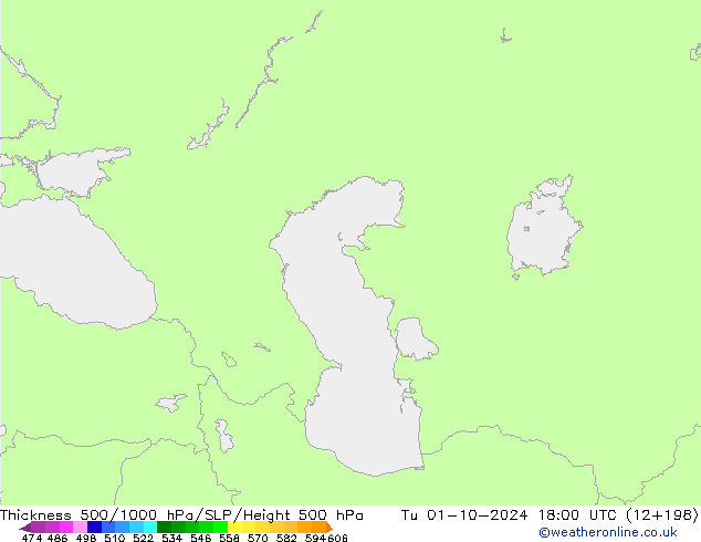 Thck 500-1000гПа ECMWF вт 01.10.2024 18 UTC