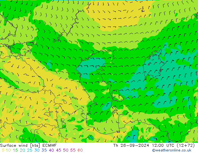 Surface wind ECMWF Th 26.09.2024 12 UTC