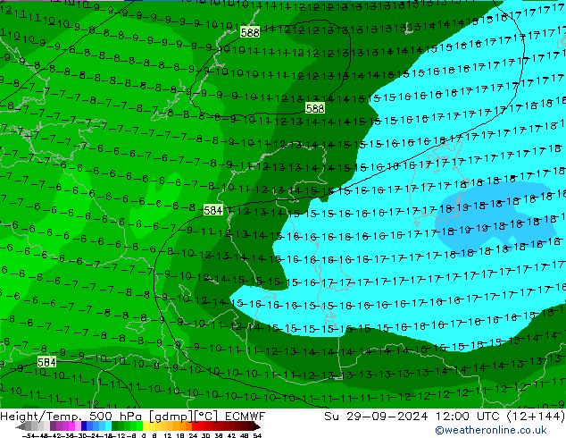 Z500/Rain (+SLP)/Z850 ECMWF nie. 29.09.2024 12 UTC