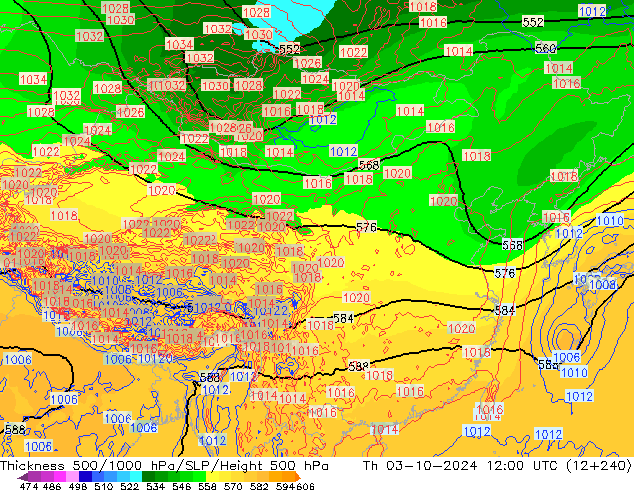 Thck 500-1000hPa ECMWF Qui 03.10.2024 12 UTC