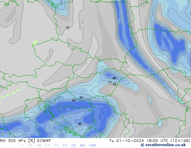 RV 300 hPa ECMWF di 01.10.2024 18 UTC