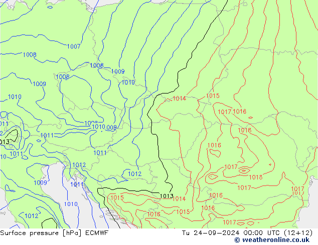 pressão do solo ECMWF Ter 24.09.2024 00 UTC