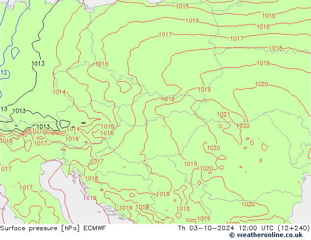 Surface pressure ECMWF Th 03.10.2024 12 UTC