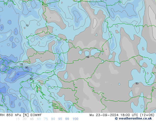 RH 850 hPa ECMWF Po 23.09.2024 18 UTC