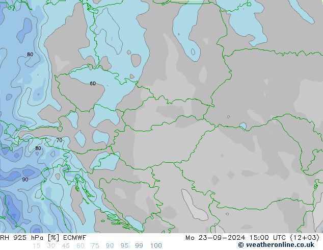 RH 925 hPa ECMWF Seg 23.09.2024 15 UTC