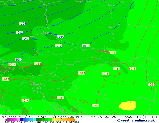 700-1000 hPa Kalınlığı ECMWF Çar 25.09.2024 06 UTC