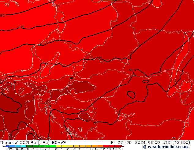 Theta-W 850hPa ECMWF Fr 27.09.2024 06 UTC