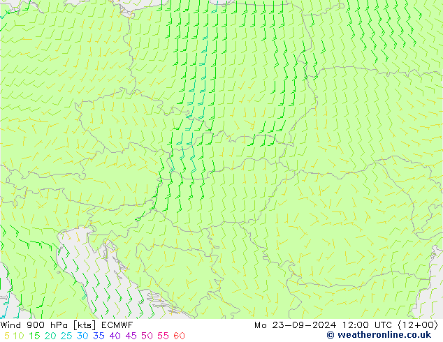 Viento 900 hPa ECMWF lun 23.09.2024 12 UTC