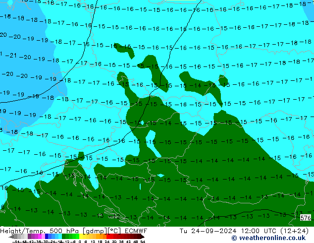 Height/Temp. 500 hPa ECMWF Tu 24.09.2024 12 UTC