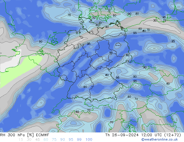 RH 300 hPa ECMWF Th 26.09.2024 12 UTC