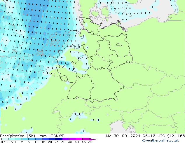 Z500/Rain (+SLP)/Z850 ECMWF пн 30.09.2024 12 UTC