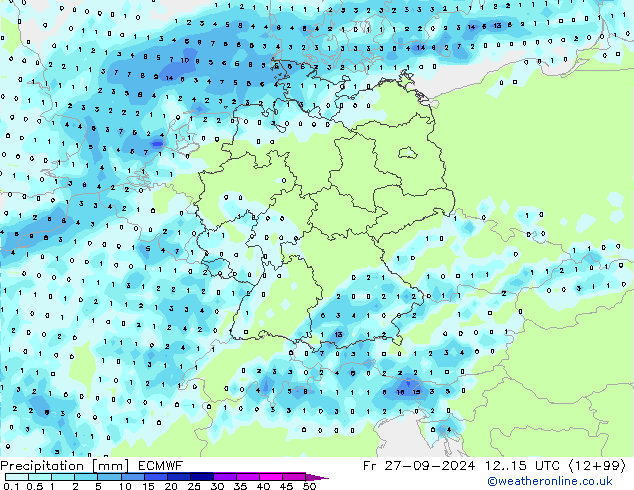 Précipitation ECMWF ven 27.09.2024 15 UTC