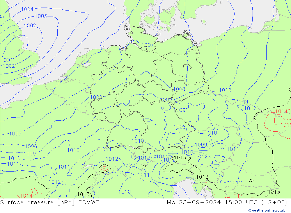 pressão do solo ECMWF Seg 23.09.2024 18 UTC