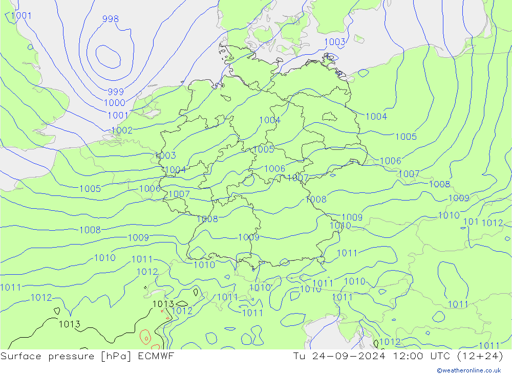 Yer basıncı ECMWF Sa 24.09.2024 12 UTC