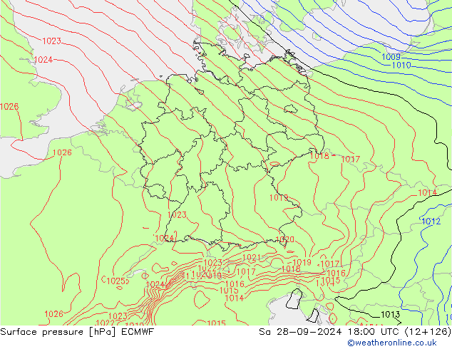 ciśnienie ECMWF so. 28.09.2024 18 UTC