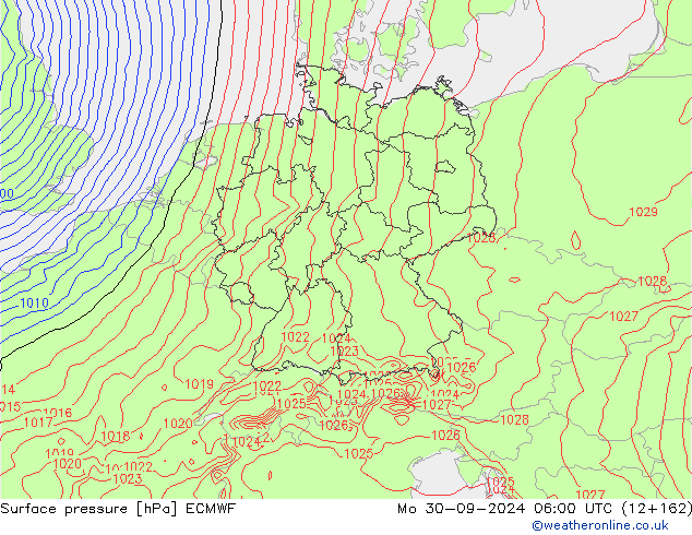 Yer basıncı ECMWF Pzt 30.09.2024 06 UTC