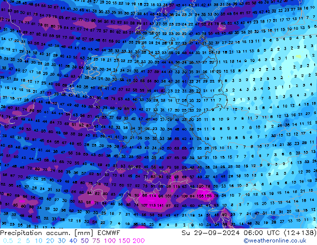 Precipitation accum. ECMWF  29.09.2024 06 UTC