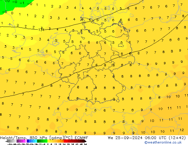 Z500/Rain (+SLP)/Z850 ECMWF  25.09.2024 06 UTC