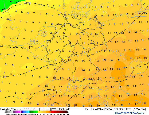 Z500/Rain (+SLP)/Z850 ECMWF vie 27.09.2024 00 UTC