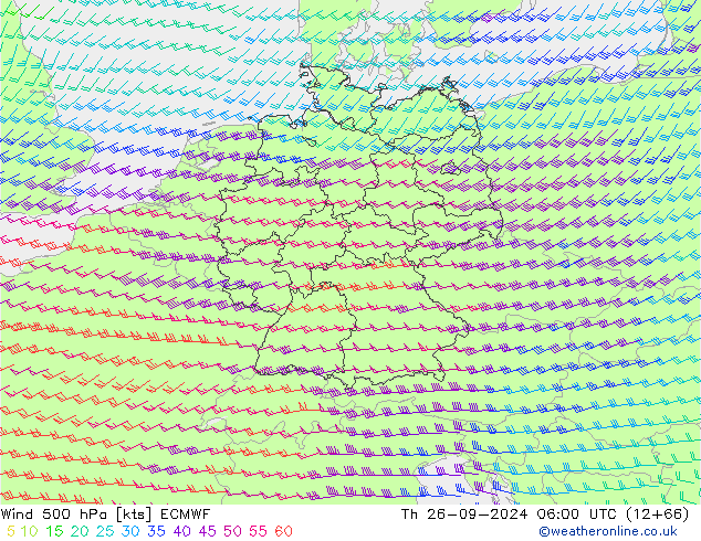 Wind 500 hPa ECMWF do 26.09.2024 06 UTC