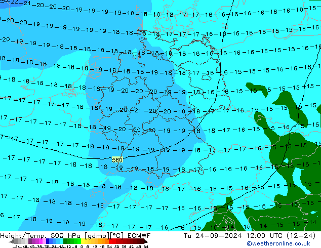 Z500/Rain (+SLP)/Z850 ECMWF Tu 24.09.2024 12 UTC