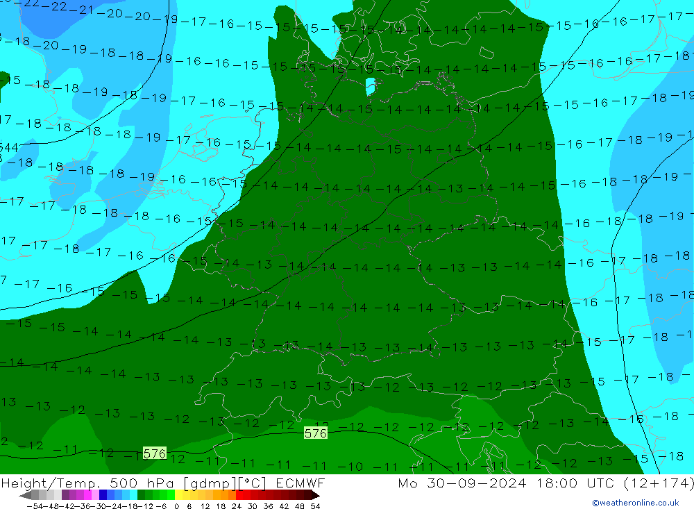 Z500/Yağmur (+YB)/Z850 ECMWF Pzt 30.09.2024 18 UTC