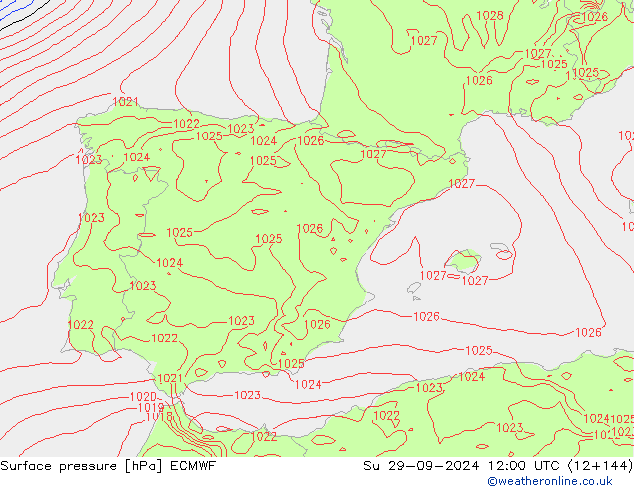 Presión superficial ECMWF dom 29.09.2024 12 UTC