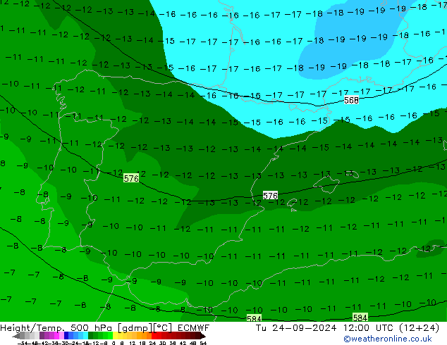 Z500/Rain (+SLP)/Z850 ECMWF вт 24.09.2024 12 UTC