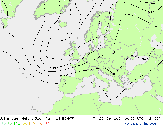 Jet stream/Height 300 hPa ECMWF Th 26.09.2024 00 UTC