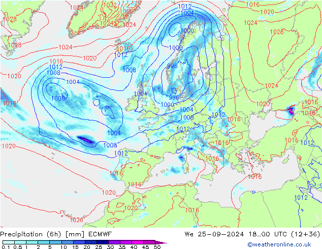 Z500/Rain (+SLP)/Z850 ECMWF We 25.09.2024 00 UTC