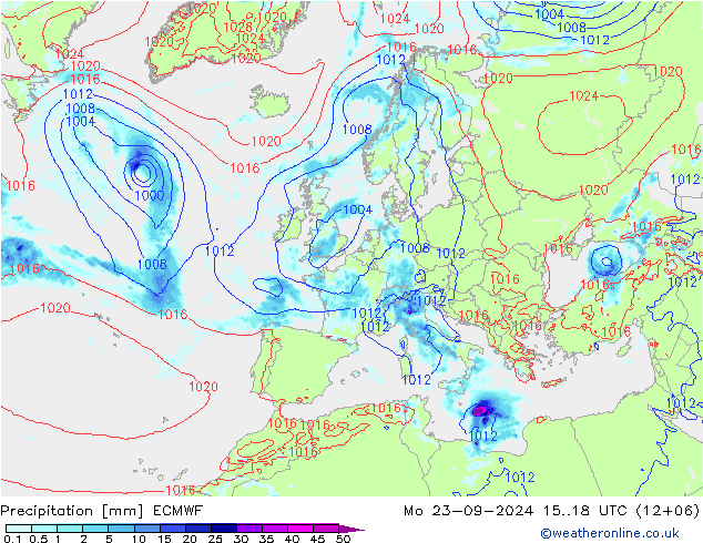 Precipitazione ECMWF lun 23.09.2024 18 UTC