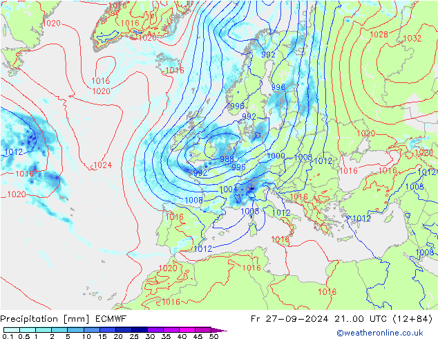 Précipitation ECMWF ven 27.09.2024 00 UTC