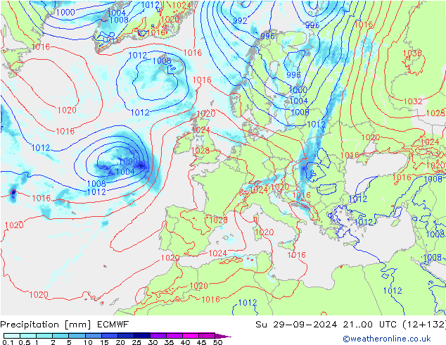 Précipitation ECMWF dim 29.09.2024 00 UTC