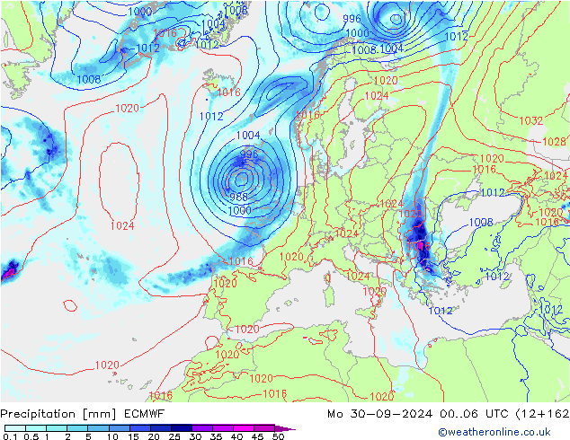 осадки ECMWF пн 30.09.2024 06 UTC