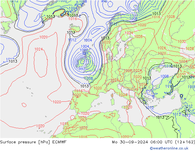 Luchtdruk (Grond) ECMWF ma 30.09.2024 06 UTC