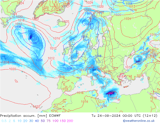 Nied. akkumuliert ECMWF Di 24.09.2024 00 UTC