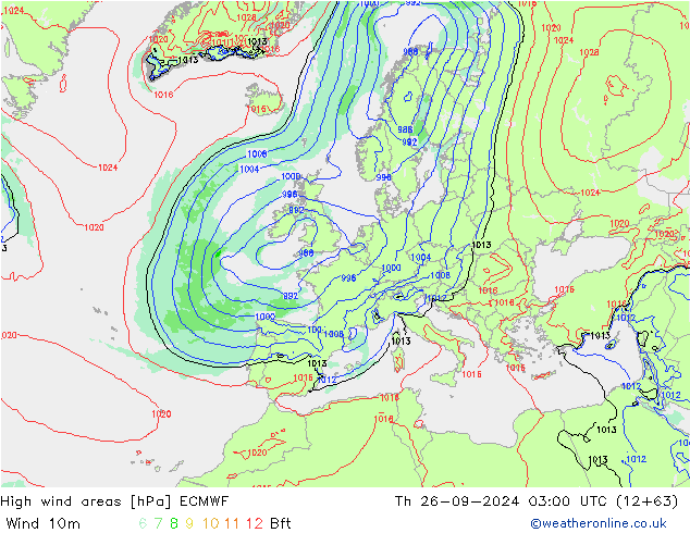 High wind areas ECMWF Th 26.09.2024 03 UTC