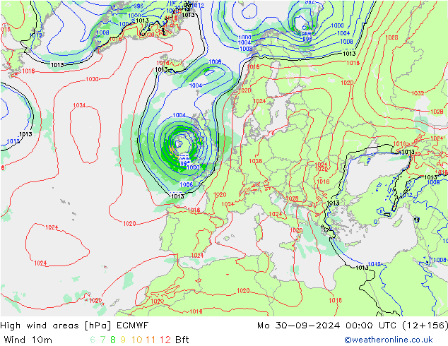 Windvelden ECMWF ma 30.09.2024 00 UTC