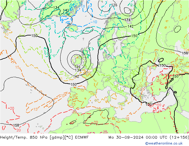 Height/Temp. 850 hPa ECMWF Mo 30.09.2024 00 UTC