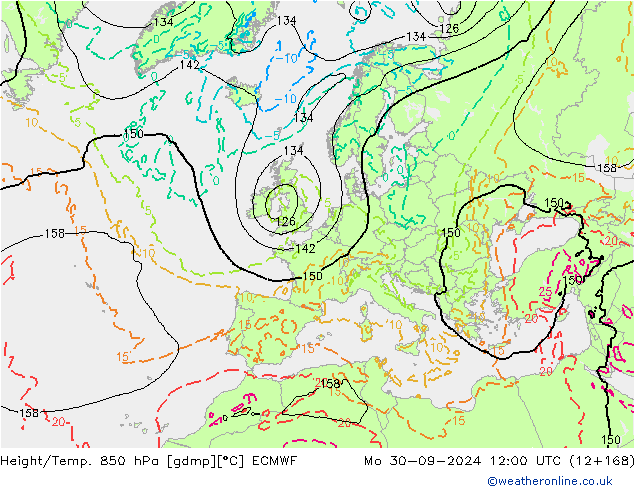 Height/Temp. 850 hPa ECMWF Po 30.09.2024 12 UTC