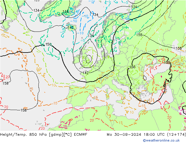 Geop./Temp. 850 hPa ECMWF lun 30.09.2024 18 UTC