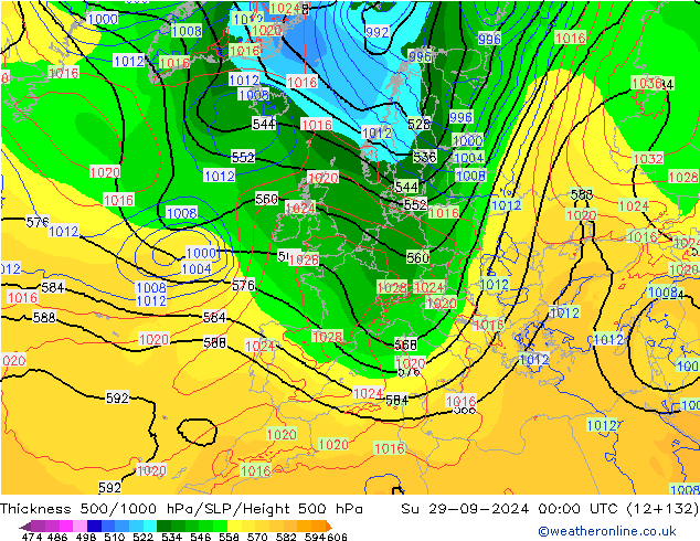 Thck 500-1000hPa ECMWF Su 29.09.2024 00 UTC