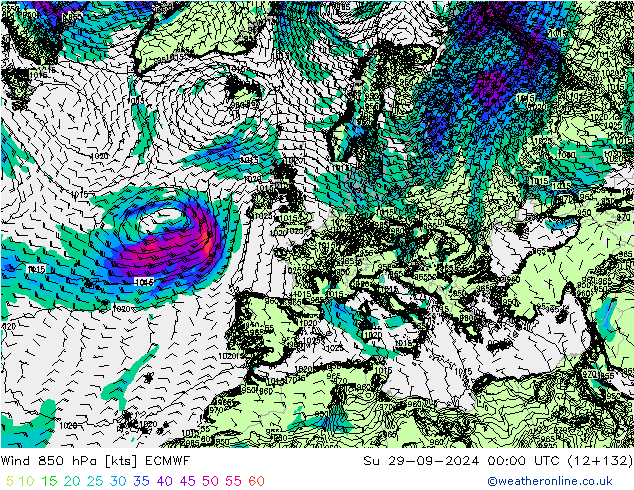 Vent 850 hPa ECMWF dim 29.09.2024 00 UTC