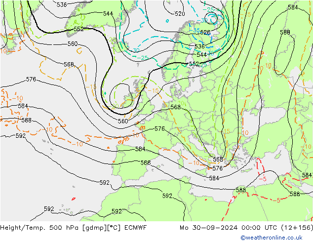 Height/Temp. 500 hPa ECMWF Po 30.09.2024 00 UTC